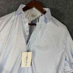 Collars and Co Mens Blue Gingham Short Sleeve Button Down Shirt Size Medium